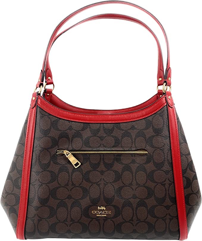 Coach Kristy Signature Canvas shoulder bag, gold/brown 1941 red